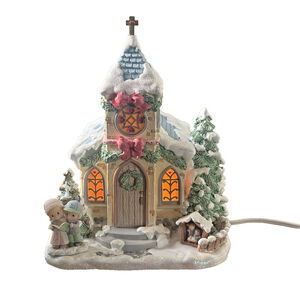 Precious Moments Hawthorne Village 2001 HOLY NIGHT CHAPEL Illuminated wt Figure